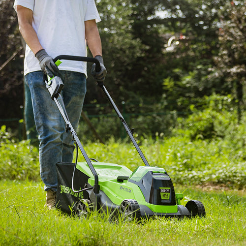 24V Cordless Lawn Mower 33cm & Grass Trimmer 25cm Set
