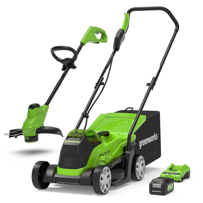 24V Cordless Lawn Mower 33cm & Grass Trimmer 25cm Set