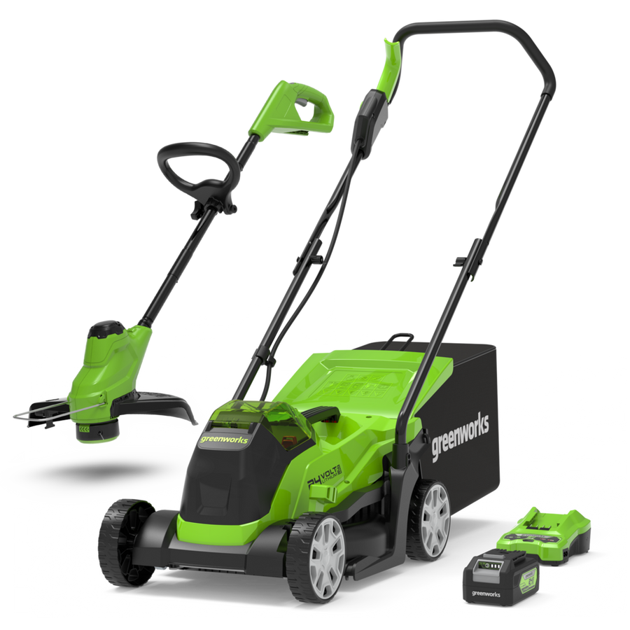 24V Cordless Lawn Mower 33cm & Grass Trimmer 25cm Set